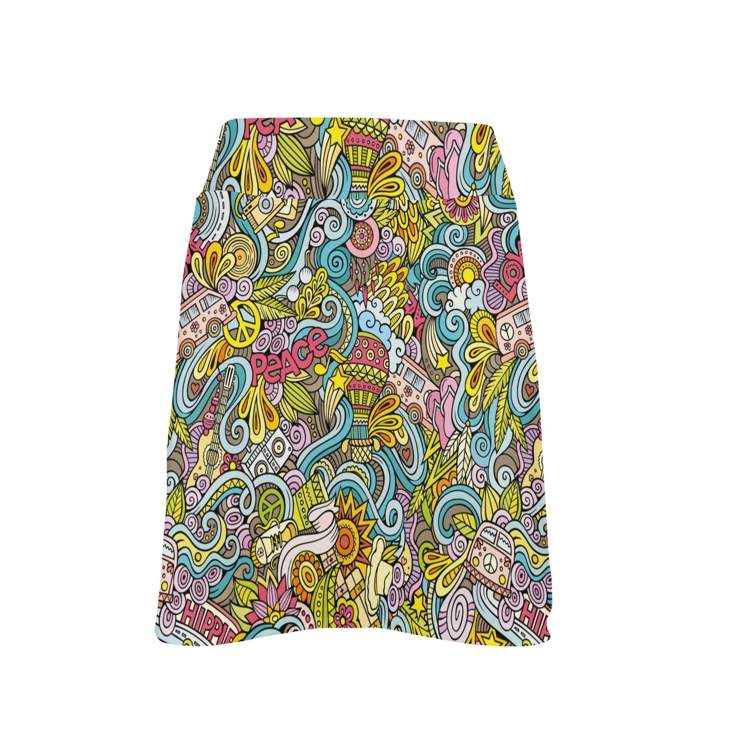 Hippie Print Design LKS301 Women's Golf Skirt with Pocket