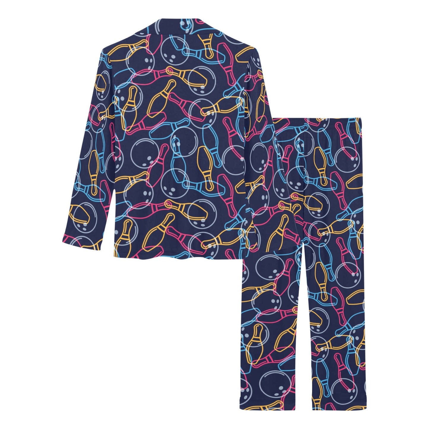 Bowling Pattern Print Design 07 Women's Long Pajama Set