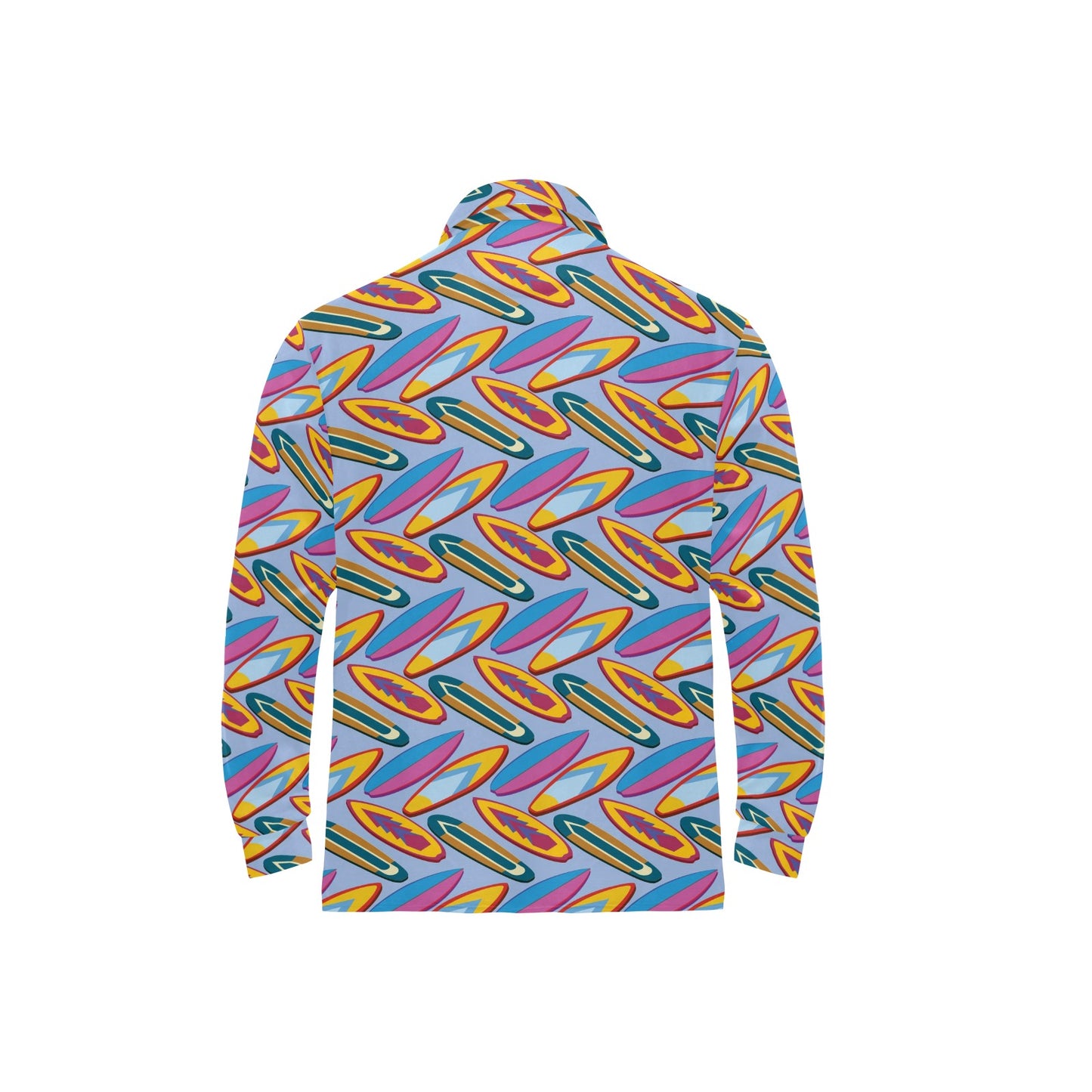 Surfboard Pattern Print Design LKS303 Long Sleeve Polo Shirt For Men's
