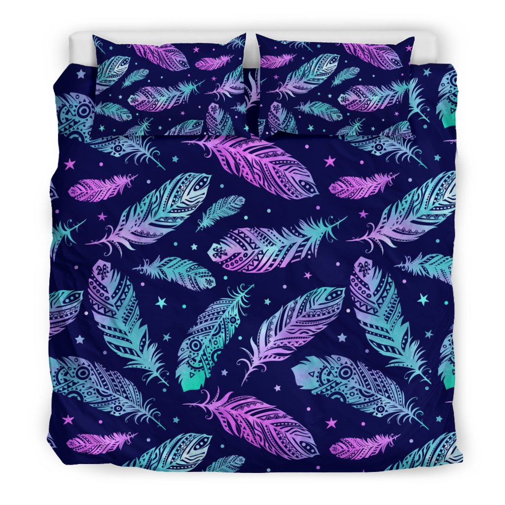 Feather Aztec Design Print Duvet Cover Bedding Set