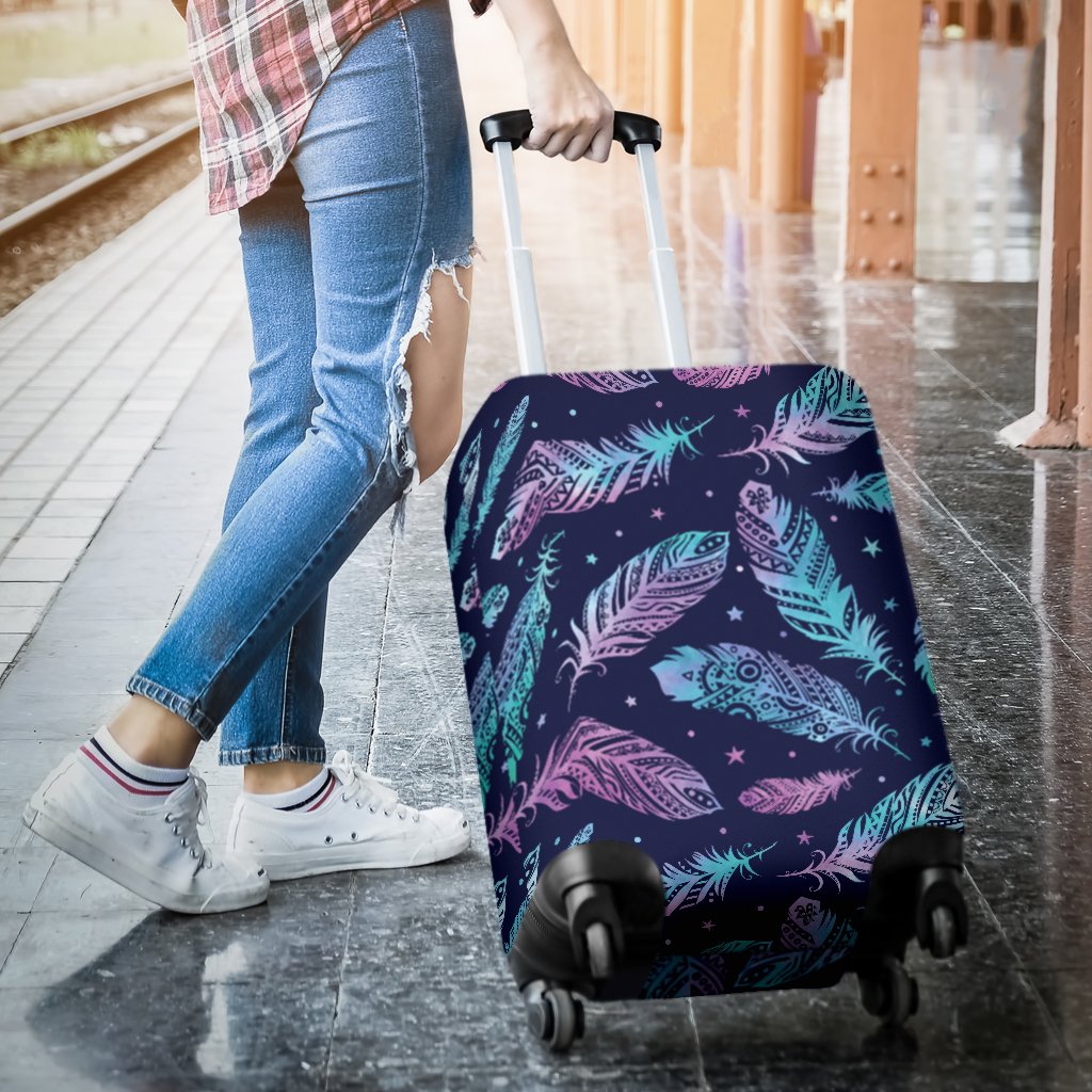 Feather Aztec Design Print Luggage Cover Protector