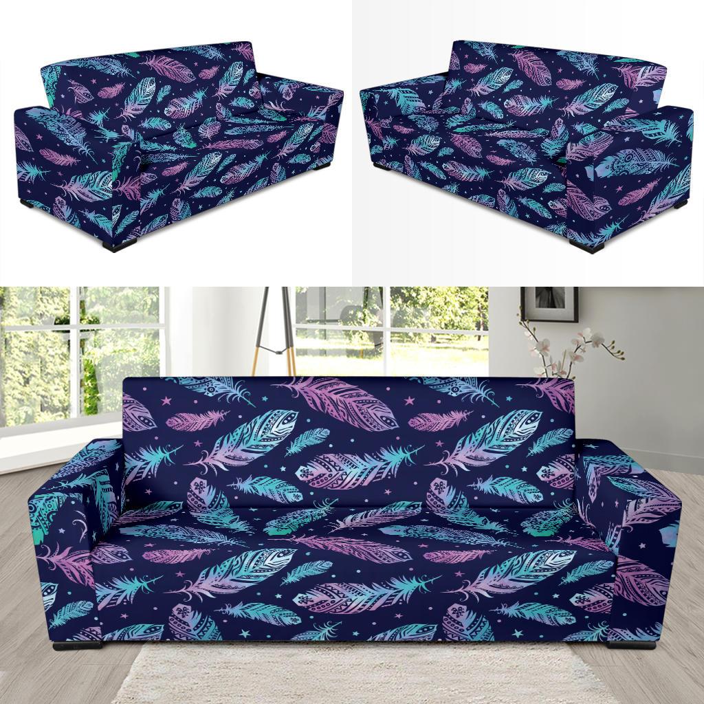Feather Aztec Design Print Sofa Slipcover-JTAMIGO.COM