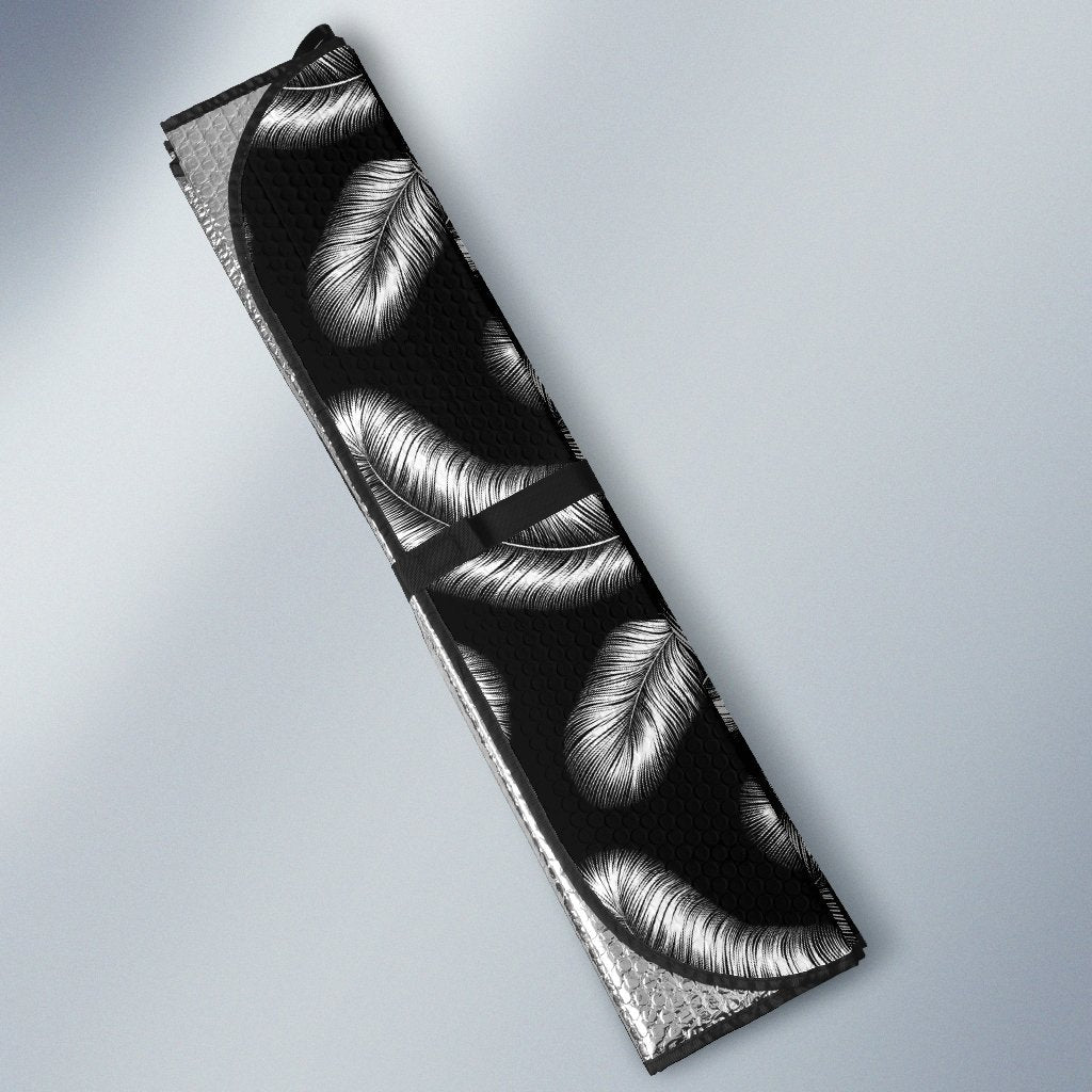 Feather Black White Design Print Car Sun Shade For Windshield