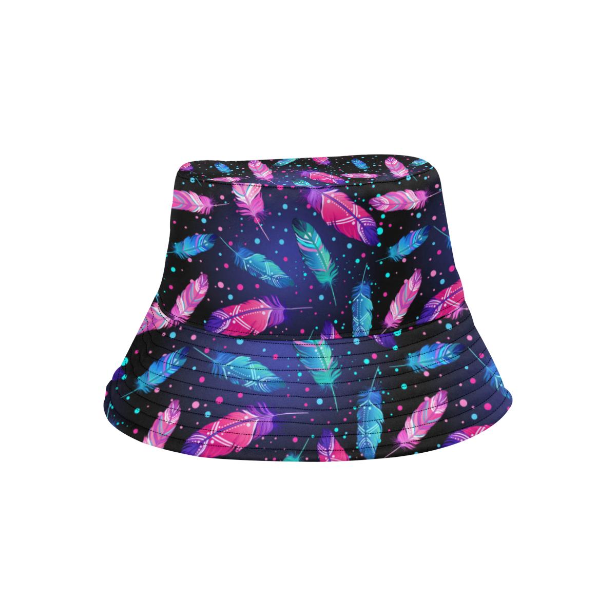 Feather Colorful Boho Design Print Unisex Bucket Hat