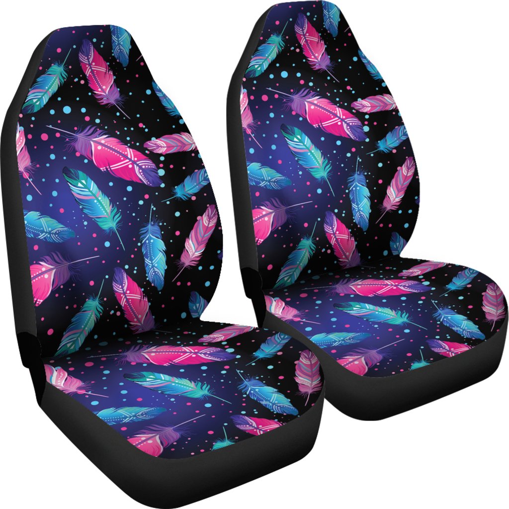Feather Colorful Boho Design Print Universal Fit Car Seat Covers