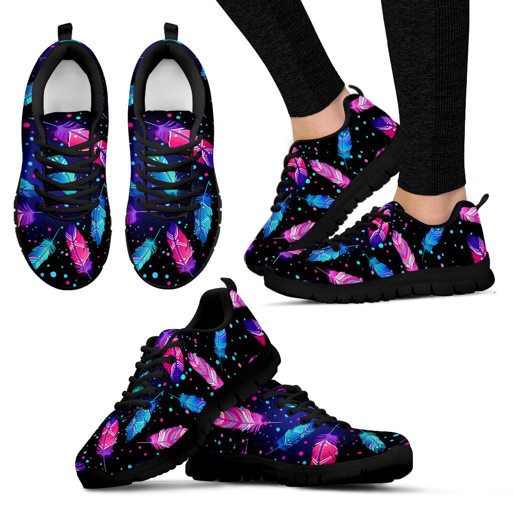 Feather Colorful Boho Design Print Women Sneakers Shoes