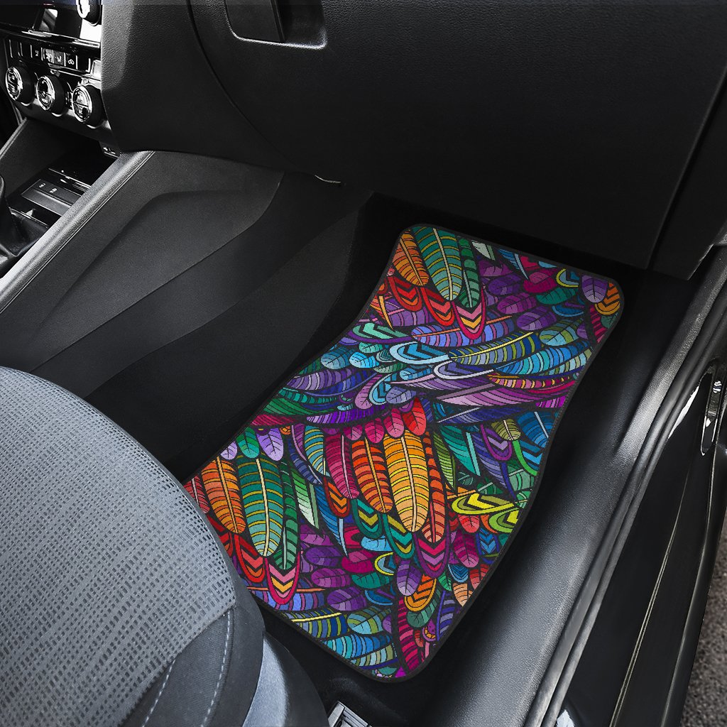 Feather Multicolor Design Print Car Floor Mats