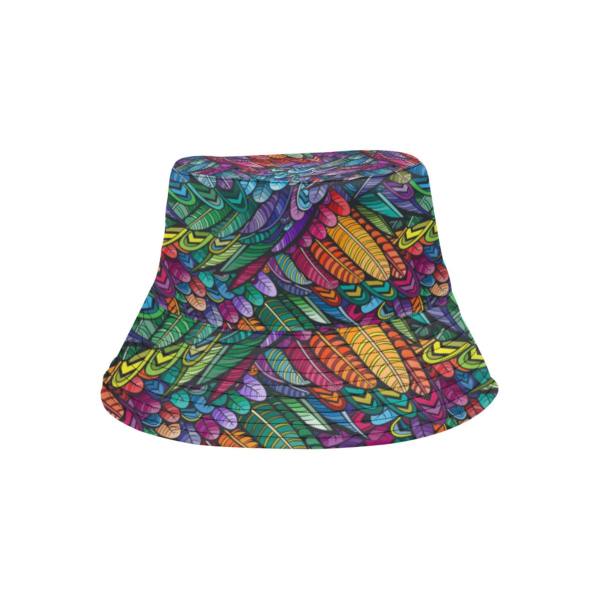 Feather Multicolor Design Print Unisex Bucket Hat
