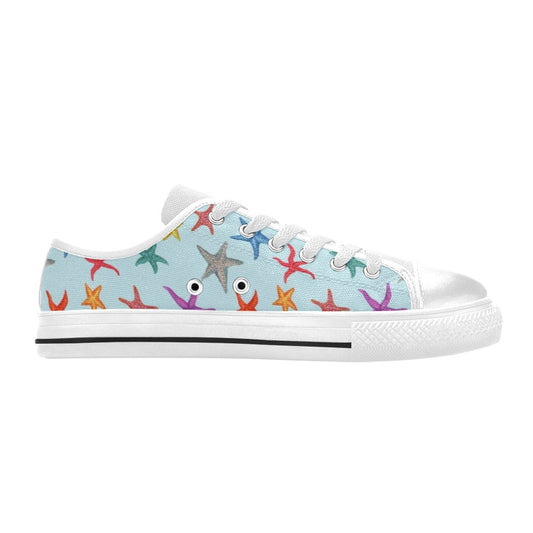 Starfish Print Design LKS402 Women's White Low Top Shoes