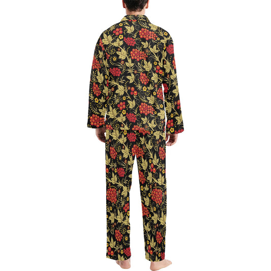 Cranberry Pattern Print Design CB02 Men's Long Pajama Set