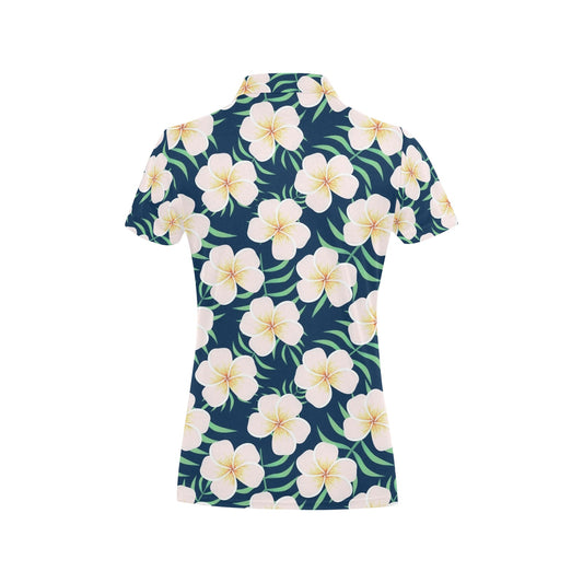 Pink Plumeria Pattern Print Design PM016 Women's Polo Shirt