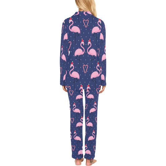 Flamingo Christmas Women's Long Pajama Set