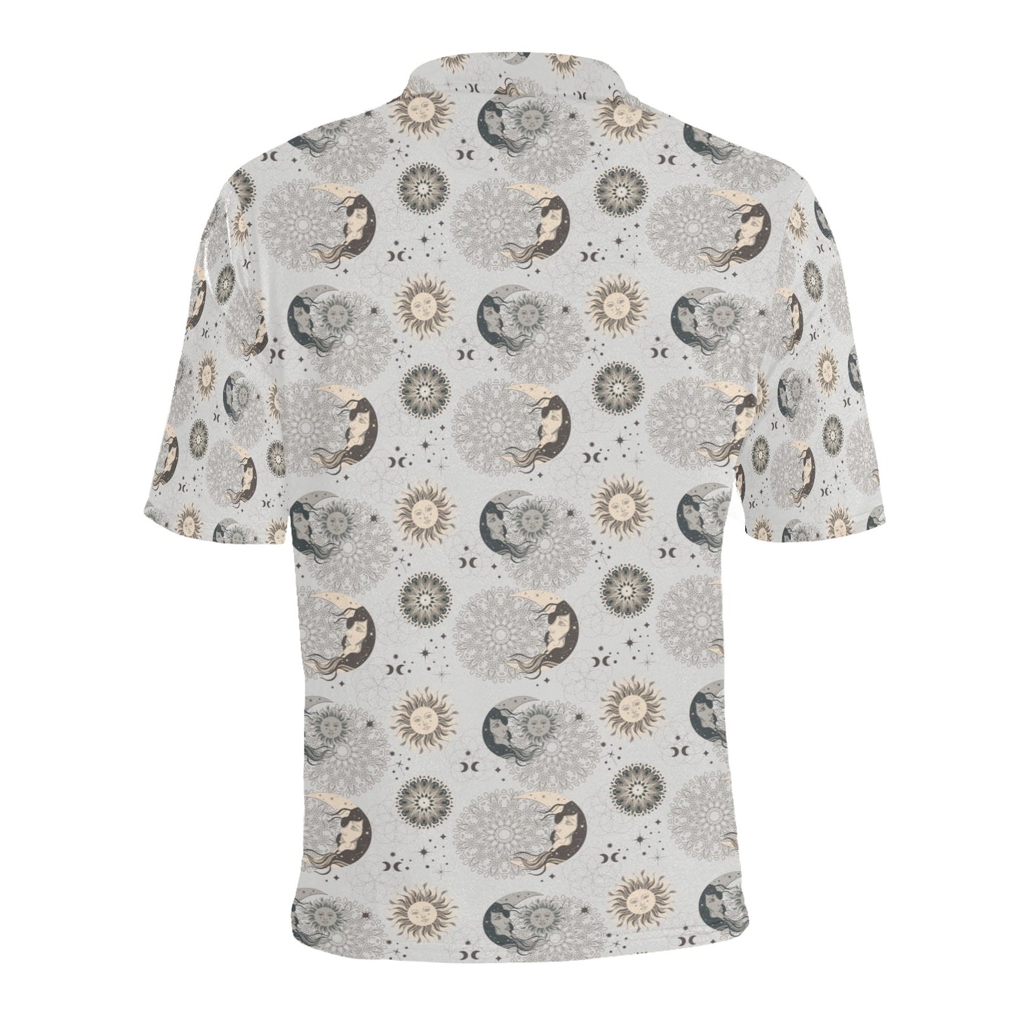 Sun Moon Print Design LKS302 Men Polo Shirt