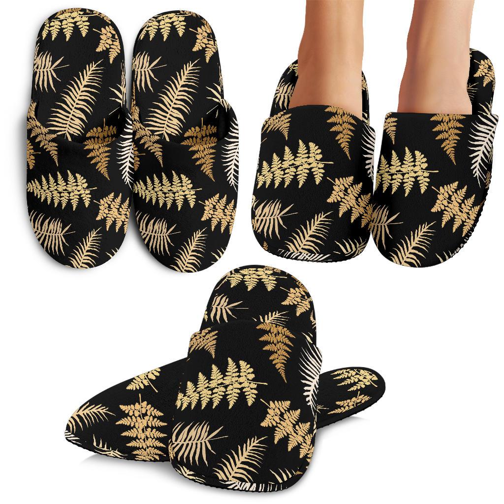 Fern Leave Bright Print Pattern House Slippers