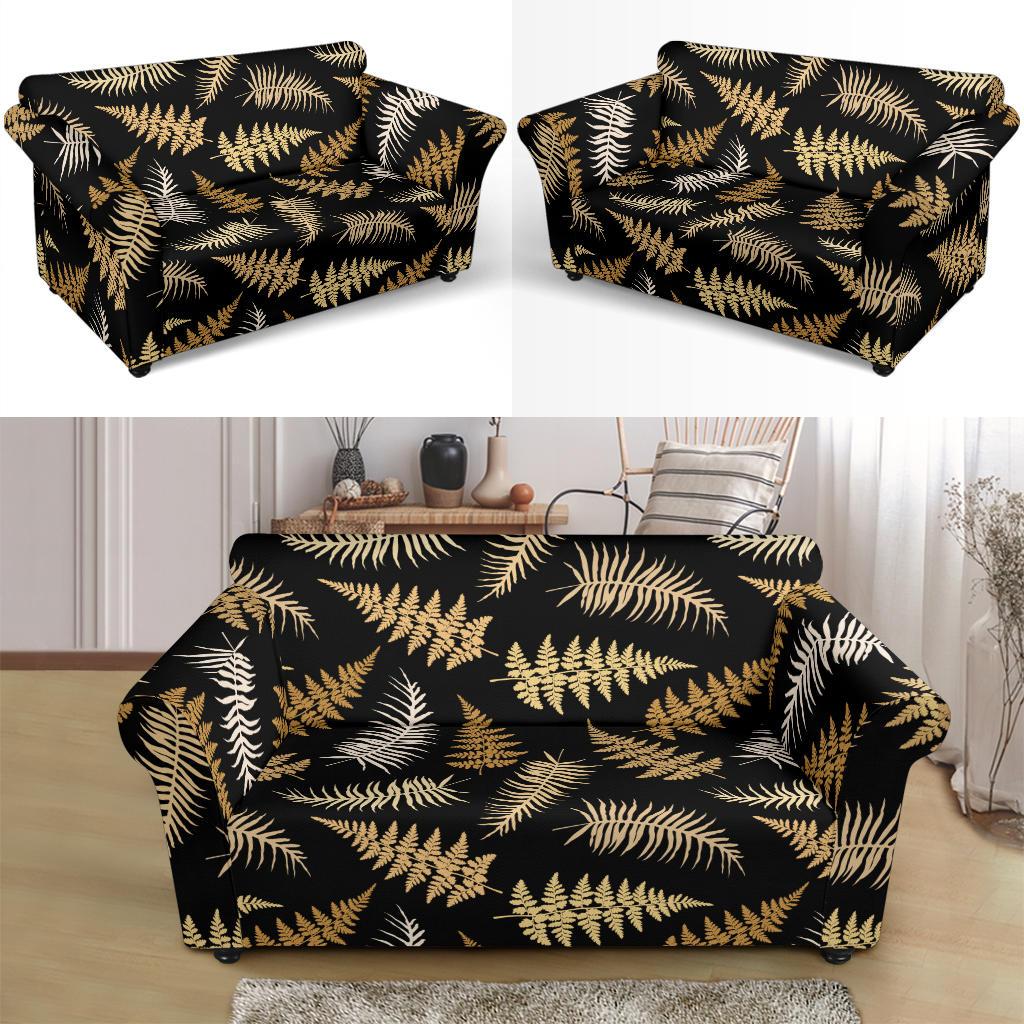 Fern Leave Bright Print Pattern Loveseat Slipcover-JTAMIGO.COM