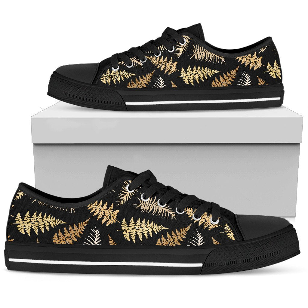 Fern Leave Bright Print Pattern Women Low Top Shoes