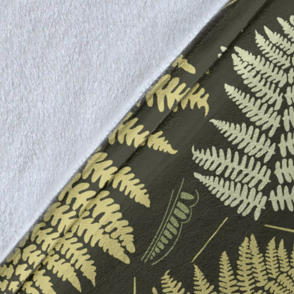 Fern Leave Green Print Pattern Fleece Blanket