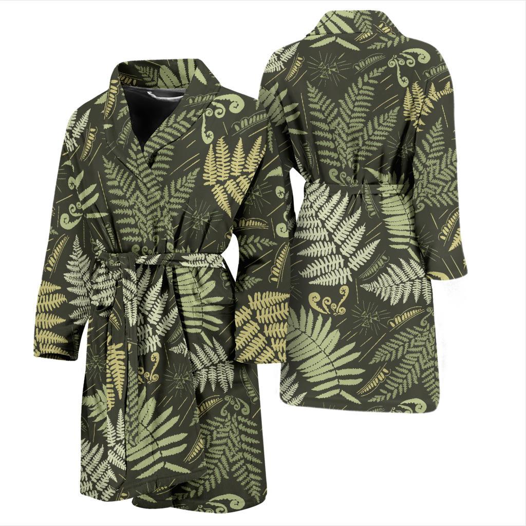 Fern Leave Green Print Pattern Men Bath Robe-JTAMIGO.COM