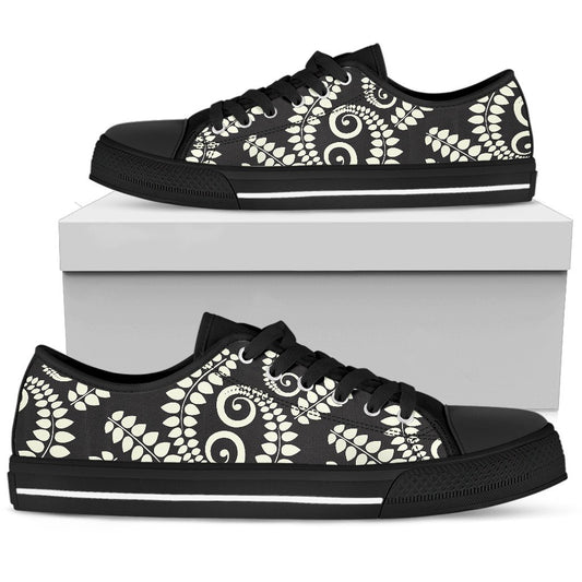 Fern Leave Print Pattern Women Low Top Shoes