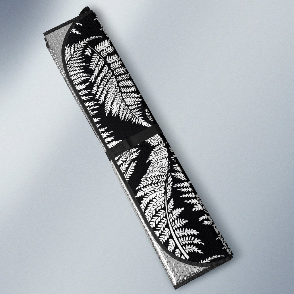 Fern Leaves Black White Print Pattern Car Sun Shade For Windshield