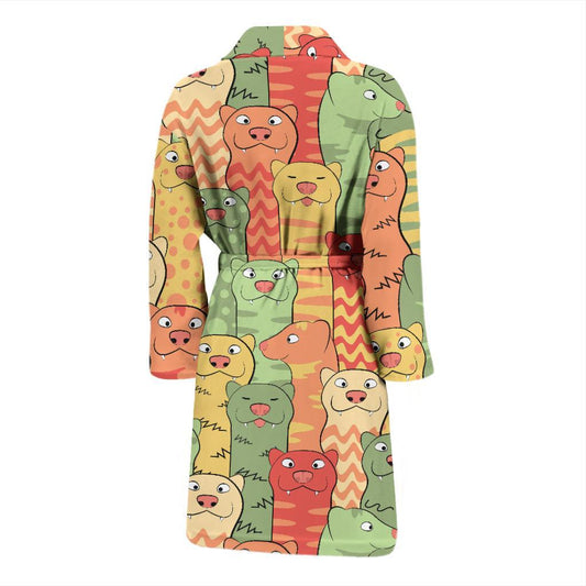 Ferret Pattern Print Design 01 Men Bathrobe-JORJUNE.COM