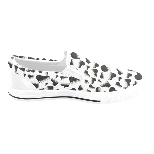 Piano Print Design LKS405 White Slip Ons Canvas Women's Shoes