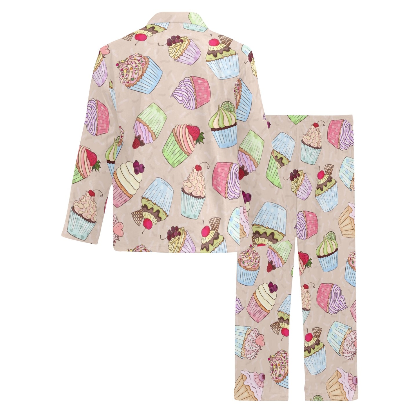 Cupcake Pattern Print Design CP06 Men's Long Pajama Set