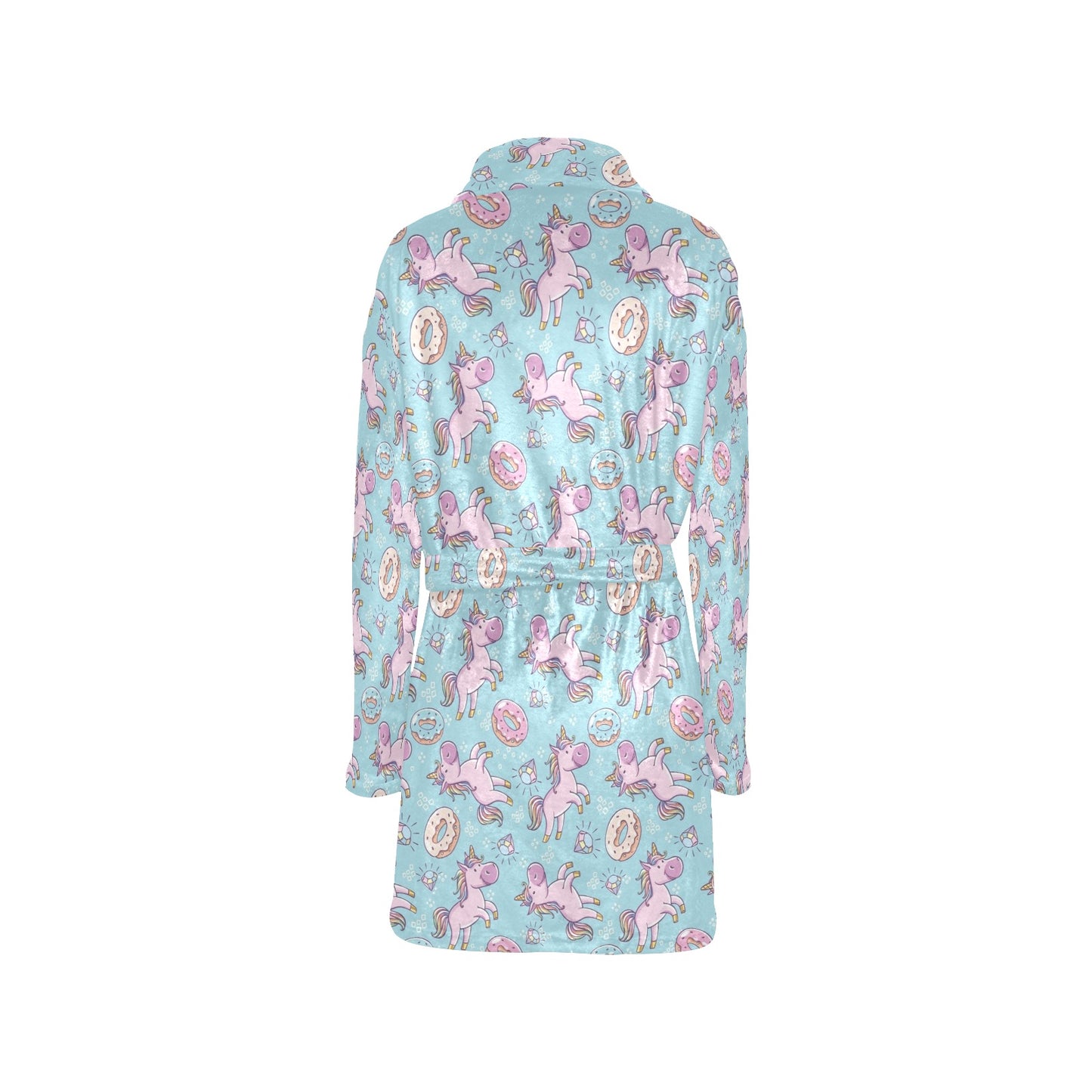 Donut Unicorn Pattern Print Design DN016 Women's Fleece Robe