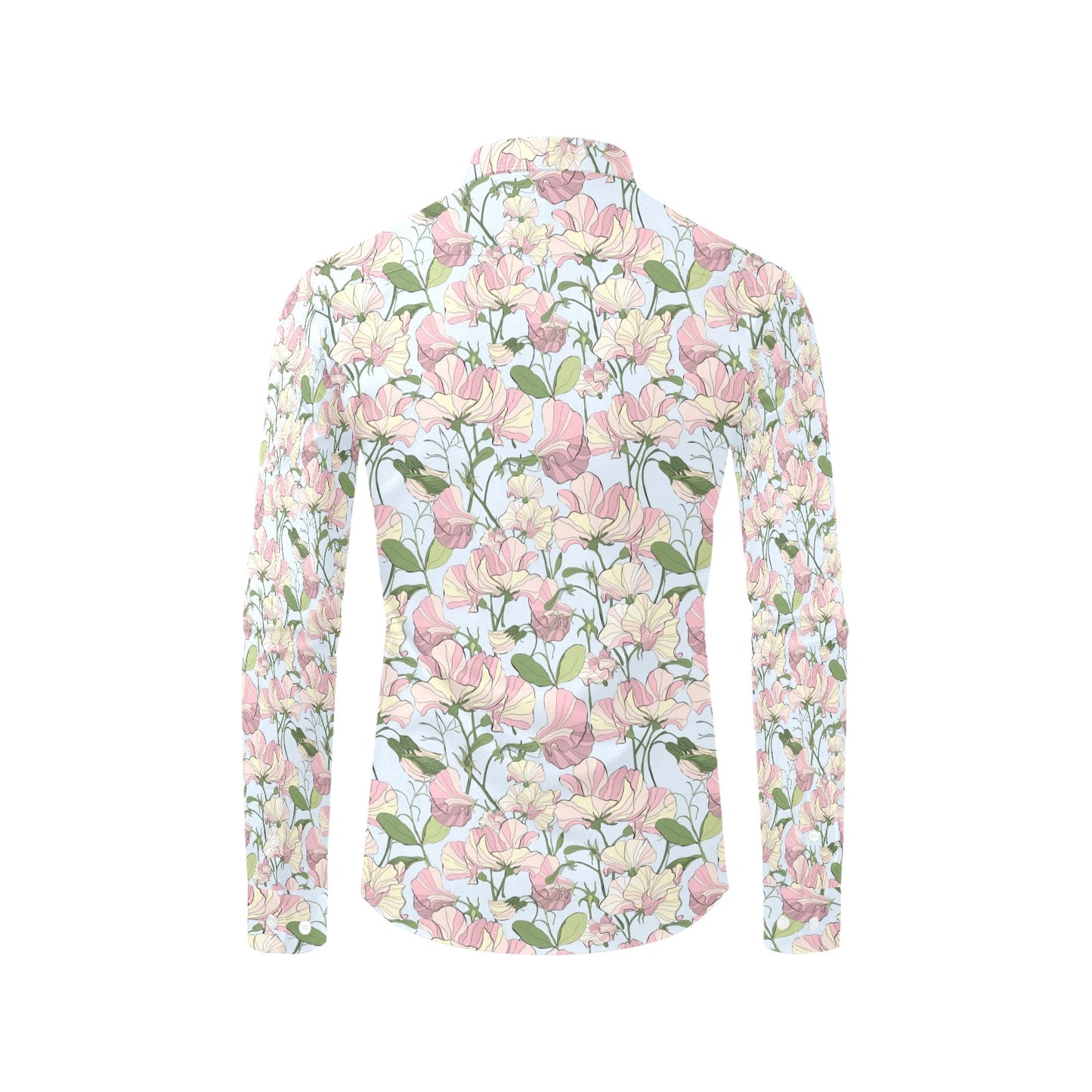 Sweet Pea Print Design LKS304 Men's Long Sleeve Dress Shirt