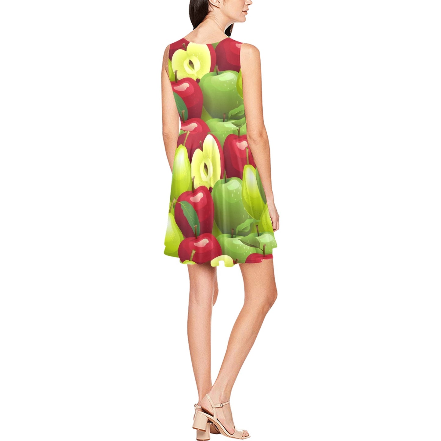 Apple Pattern Print Design AP03 Sleeveless Dress