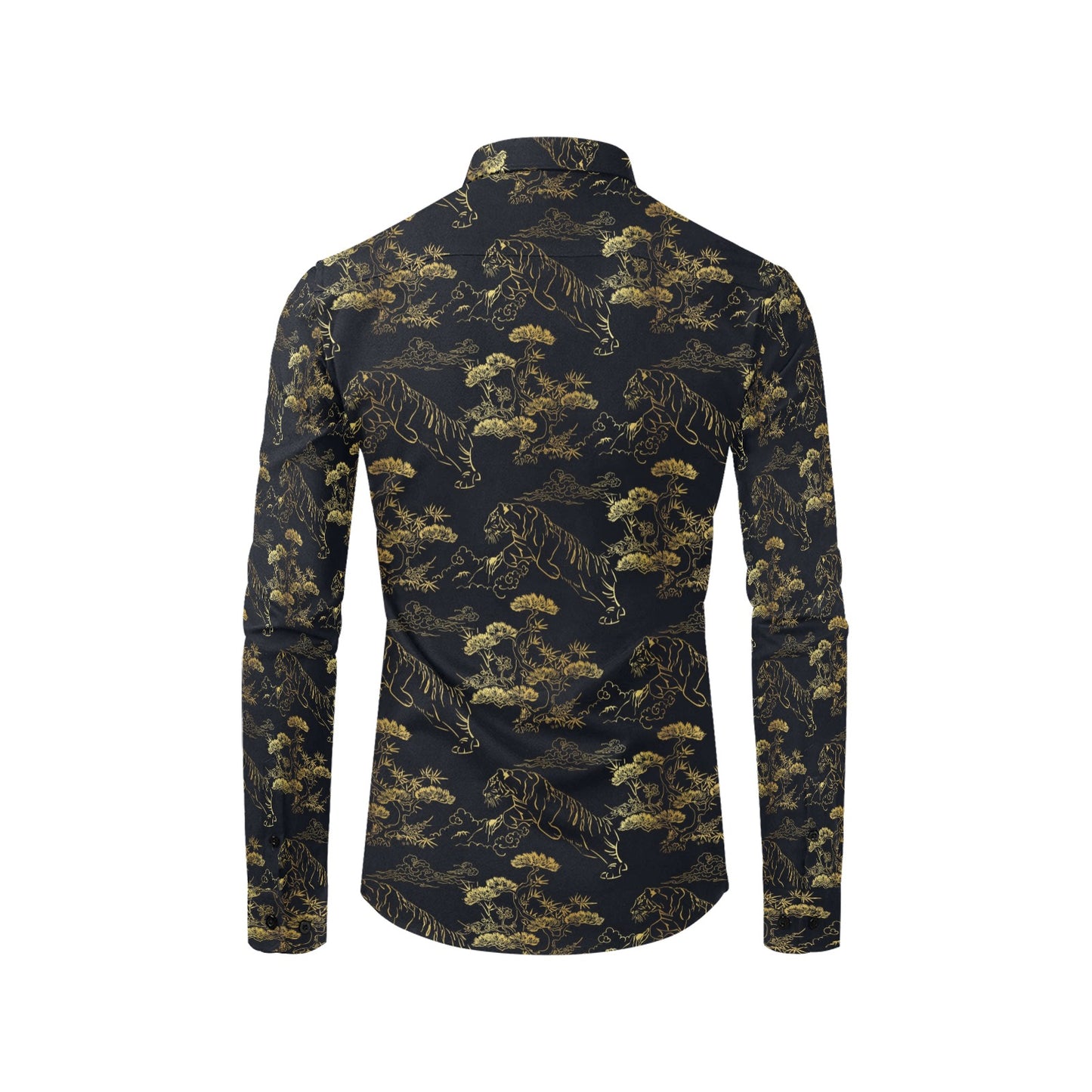 Tiger Japan Style Print Design LKS305 Men's Long Sleeve Dress Shirt