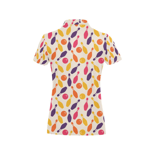 Bowling Pattern Print Design 06 Women's Polo Shirt