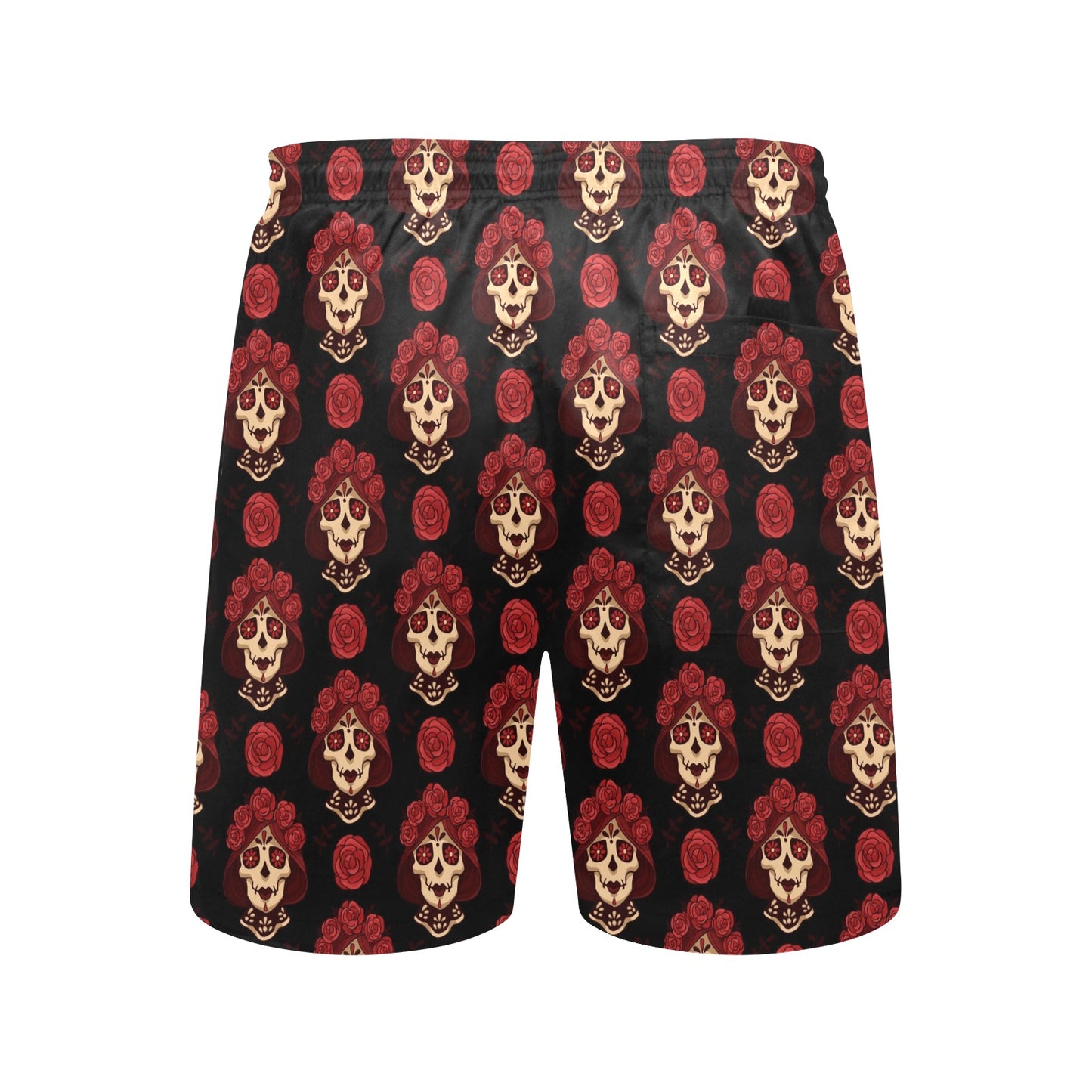 Day of the Dead Skull Girl Pattern Men's Swim Trunks Beach Shorts