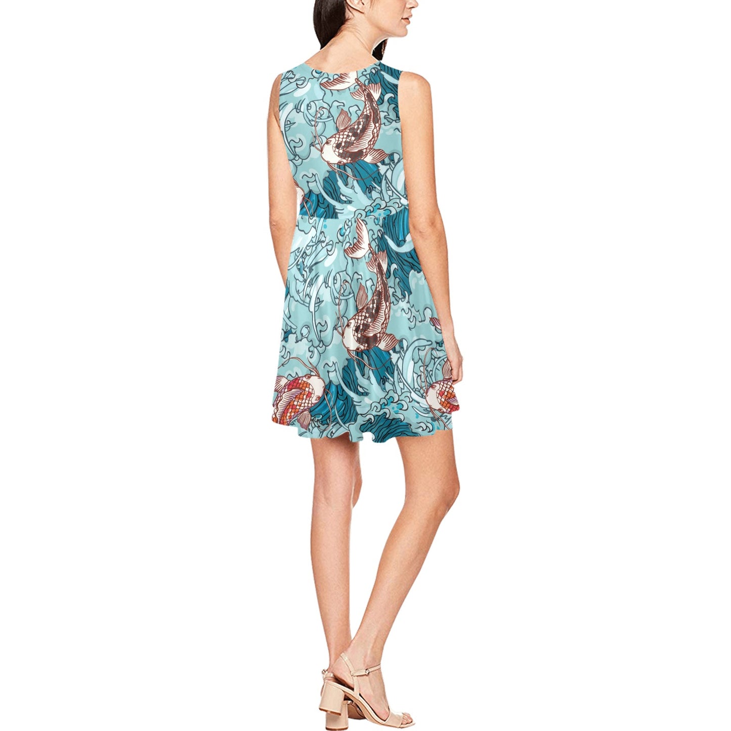 KOI Fish Pattern Print Design 05 Sleeveless Dress