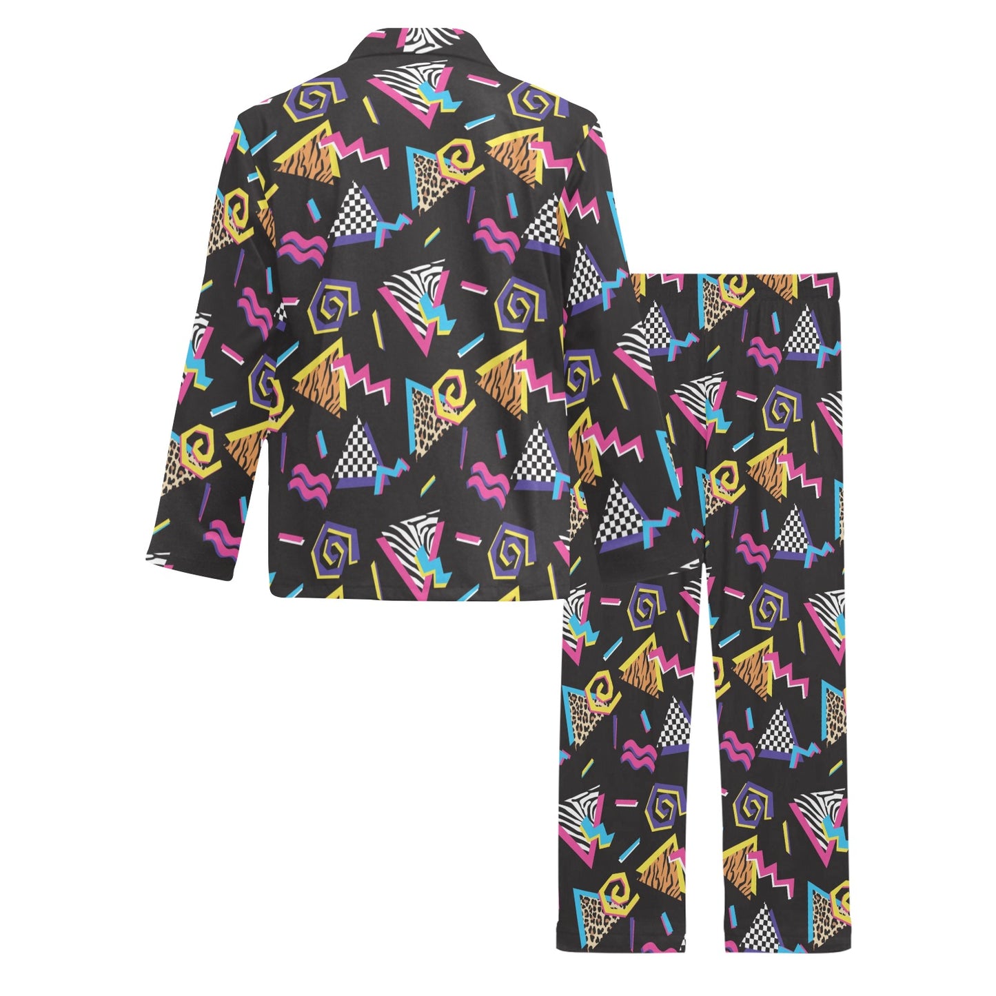 80s Pattern Print Design 3 Men's Long Pajama Set