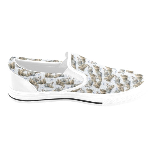 Walrus Print Design LKS401 White Slip Ons Canvas Women's Shoes