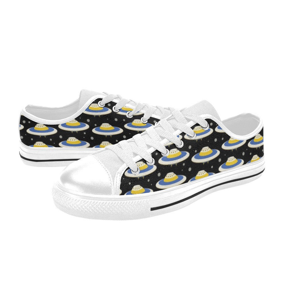 UFO Print Design LKS303 Women's White Low Top Shoes