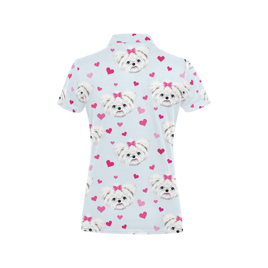 Maltese Pattern Print Design 03 Women's Polo Shirt