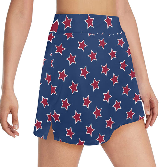 Star Red Blue Print Design LKS301 17" Golf & Pickleball Skort with Pockets