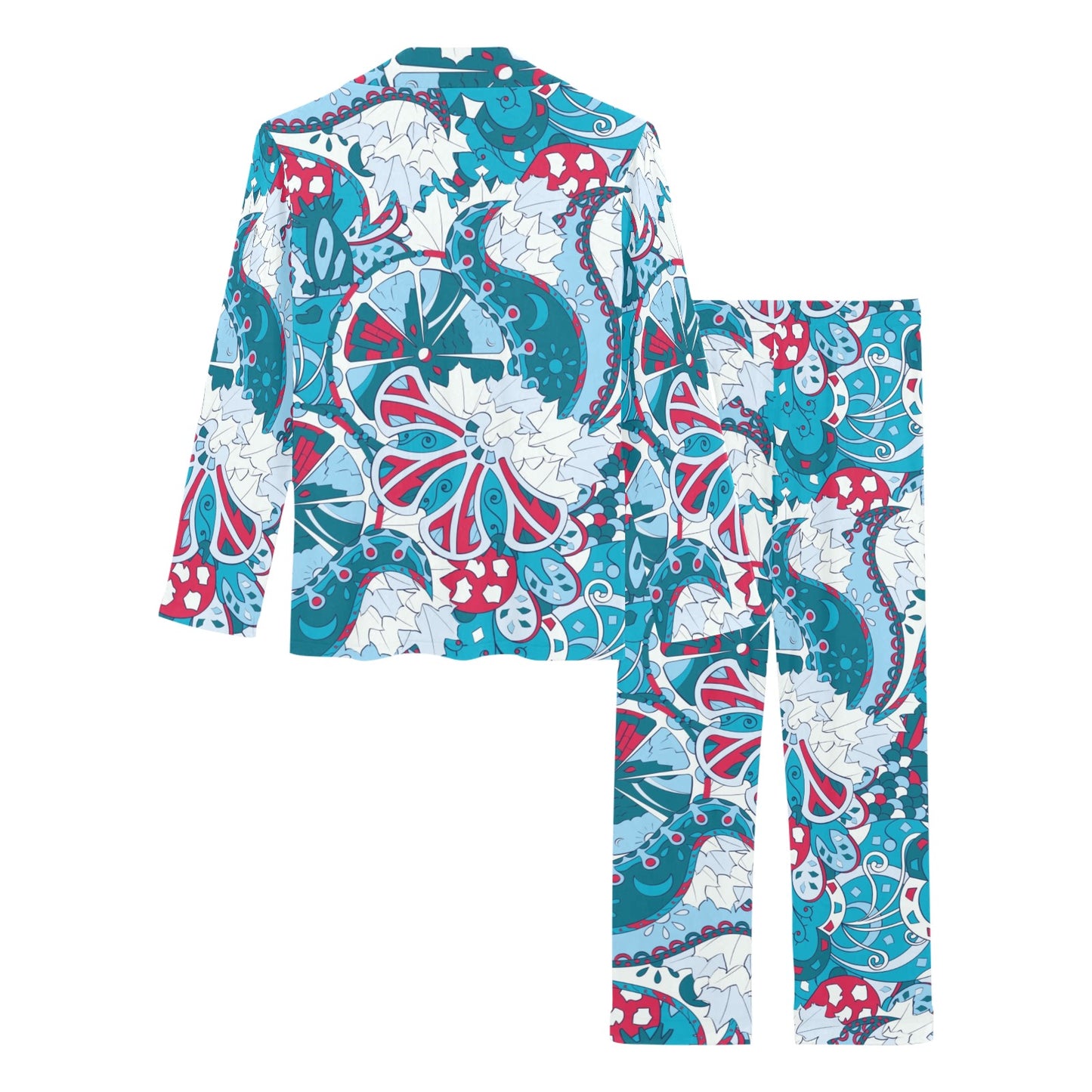 Funky Retro Pattern Print Design A05 Women's Long Pajama Set