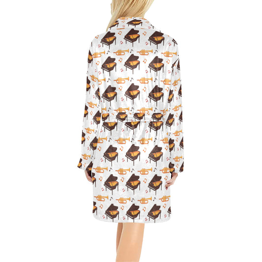 Piano Print Design LKS406 Women's Fleece Robe