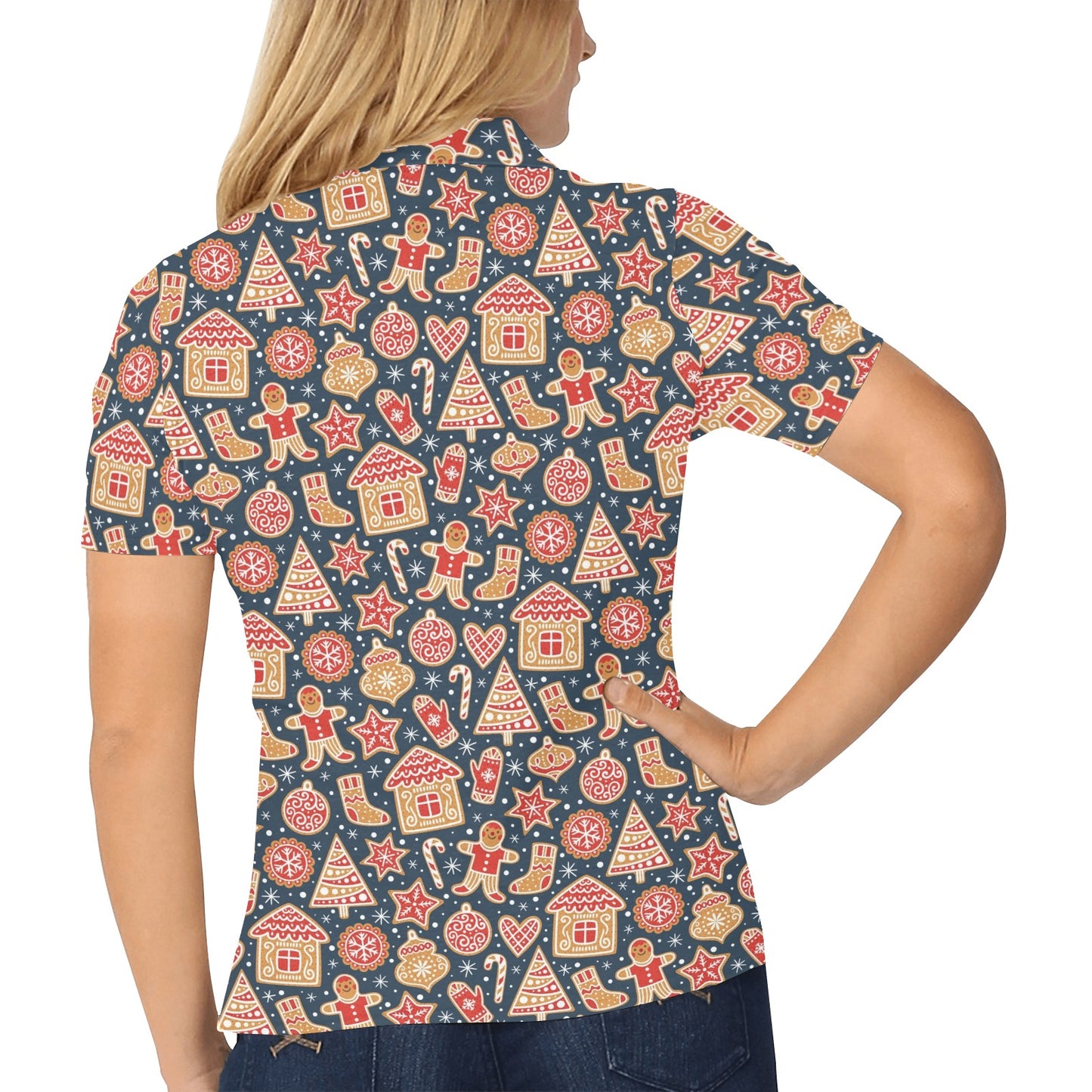 Gingerbread Pattern Print Design 03 Women's Polo Shirt