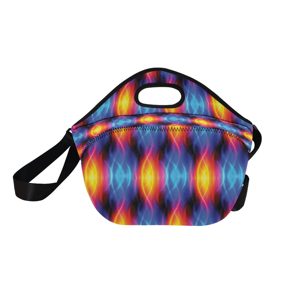 Flame Fire Blue Design Print Neoprene Lunch Bag (Model 1669)(Large)-JTAMIGO.COM
