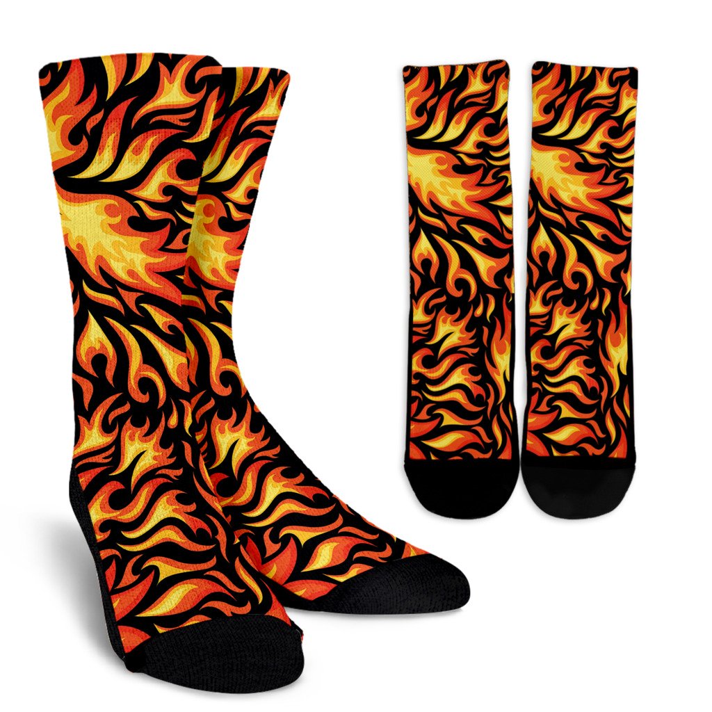 Flame Fire Design Pattern Crew Socks