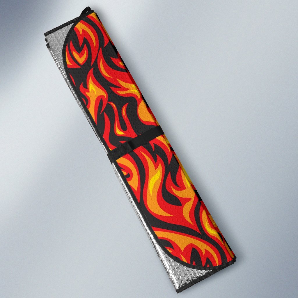 Flame Fire Print Pattern Car Sun Shade For Windshield