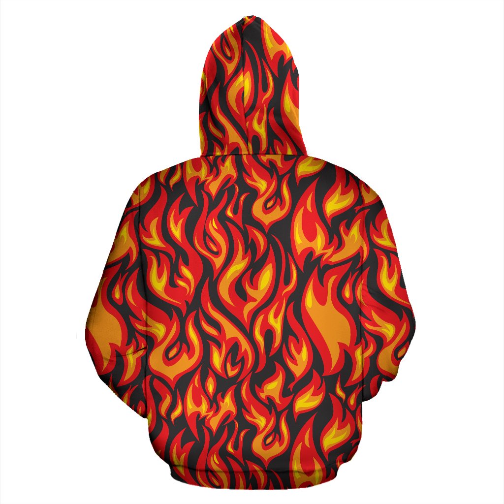 Flame Fire Print Pattern Pullover Hoodie