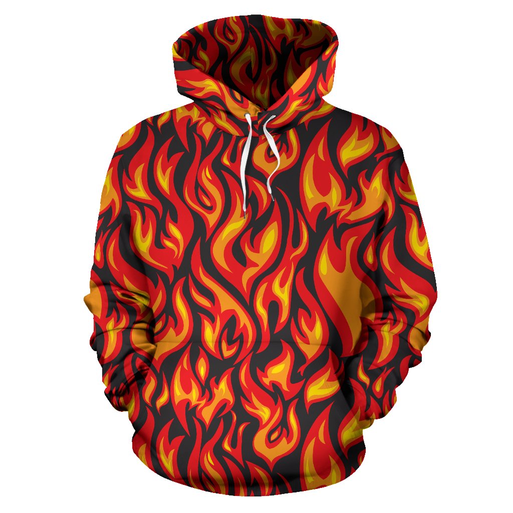 Flame Fire Print Pattern Pullover Hoodie