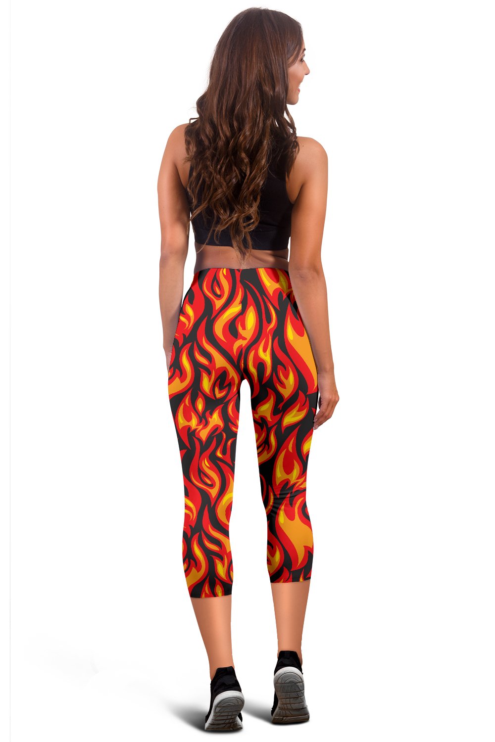 Flame Fire Print Pattern Women Capris