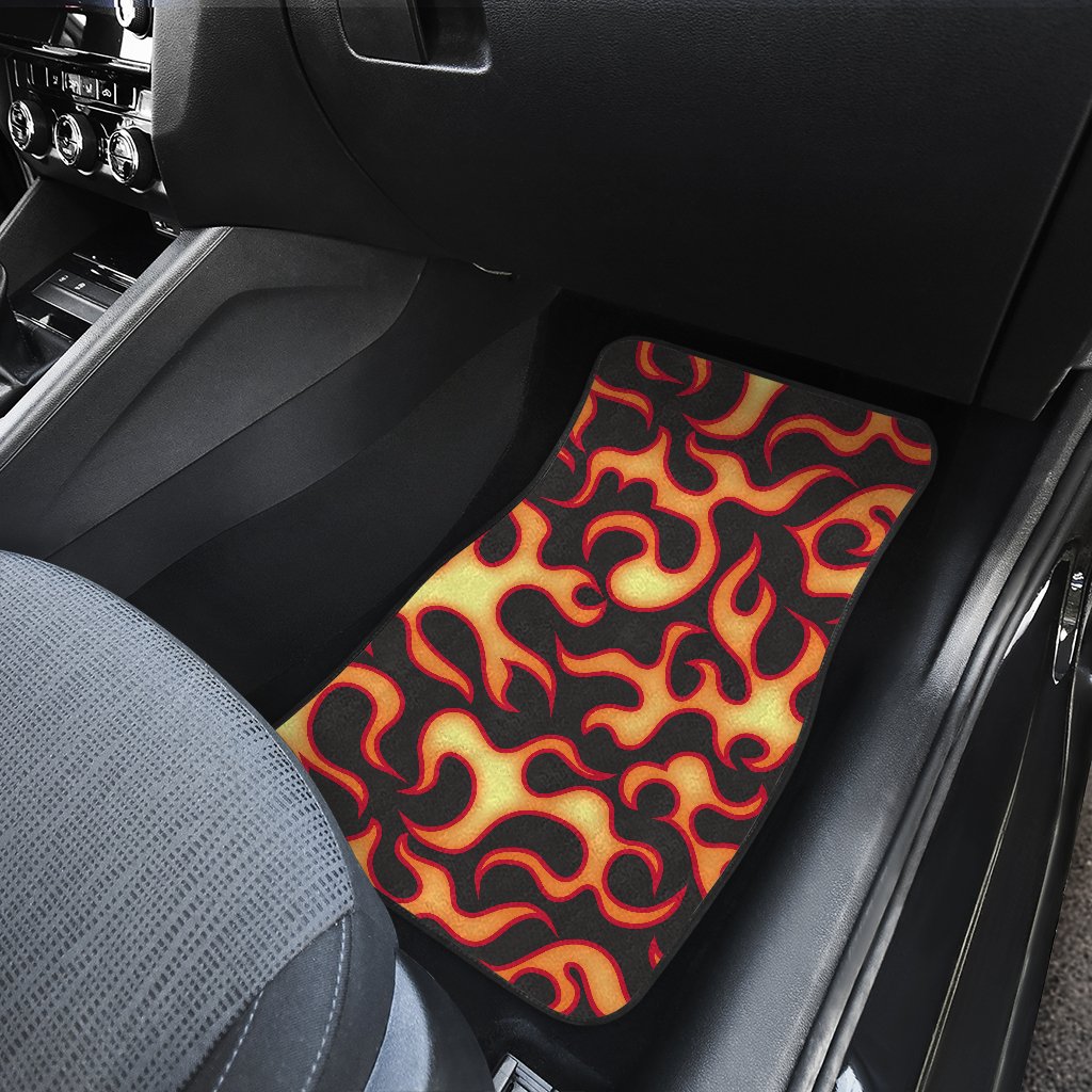 Flame Fire Themed Print Car Floor Mats