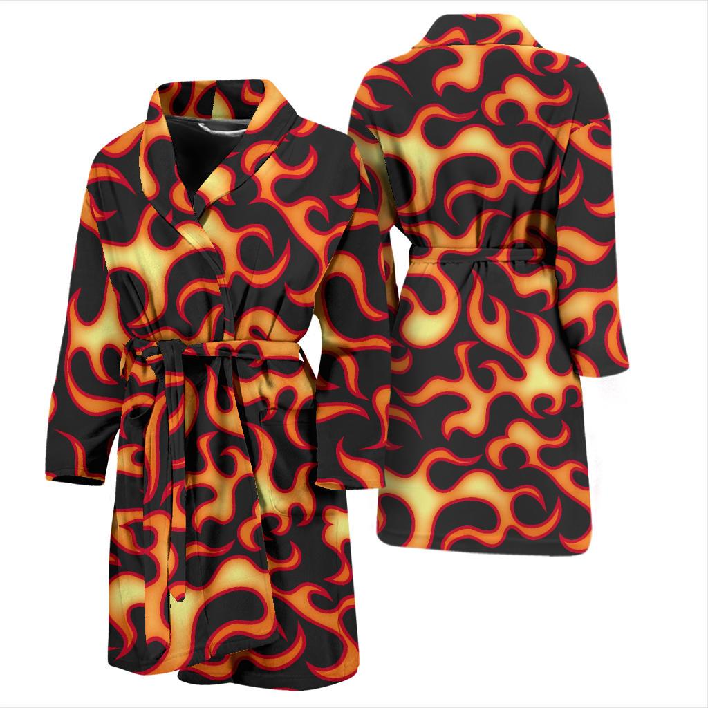Flame Fire Themed Print Men Bath Robe-JTAMIGO.COM